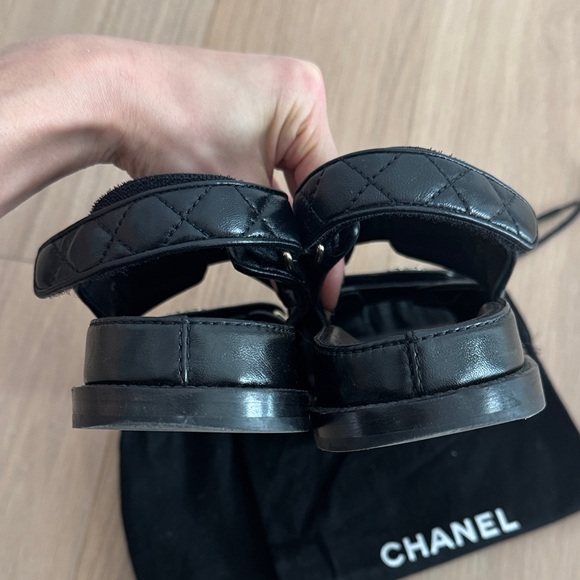 CHANEL Black Quilted Leather Dad Sandals - Picture 5 of 6
